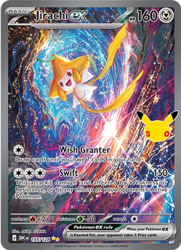 Jirachi ex 155/128 — 30th Celebration Pokémon card