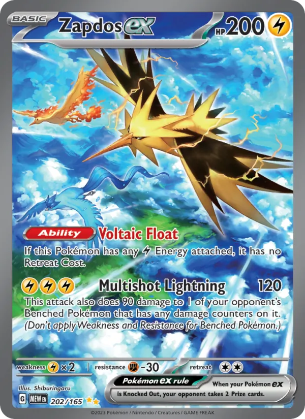 Zapdos ex 202/165 — 151 Pokémon card