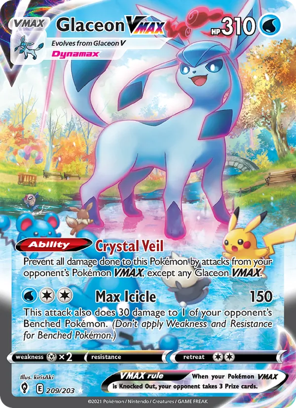 Glaceon VMAX 209/203 — Evolving Skies Pokémon card