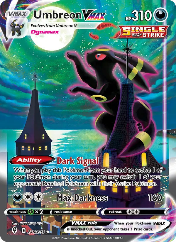Umbreon VMAX 215/203 — Evolving Skies Pokémon card