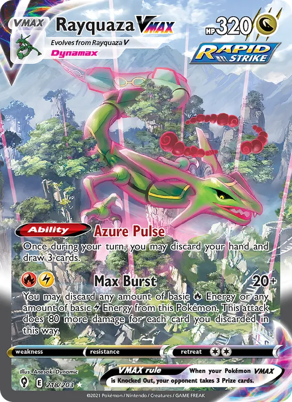 Rayquaza VMAX 218/203 — Evolving Skies Pokémon card